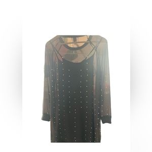 Long Sleeve Sheer Mini Shift Dress